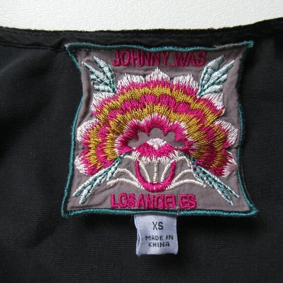 NWoT Johnny Was Isla in Black Embroidered V-neck Velvet Tunic Kimono Dress XS - Picture 6 of 8